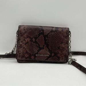 Michael Kors Brinkley MD Python Embossed Leather Cross-Body